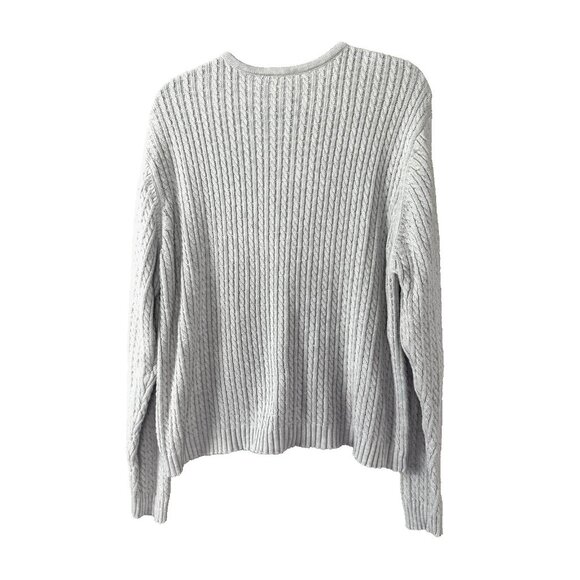 Crystal Kobe XL Gray Cable Knit Cardigan Cozy Cottagecore Prep Fisherman Coastal - Picture 2 of 8